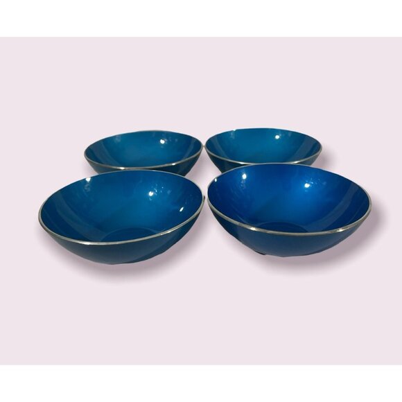 Vintage Mid Century Norwegian EMALOX Blue Enameled Aluminum Bowl 4” Norway - Picture 2 of 4